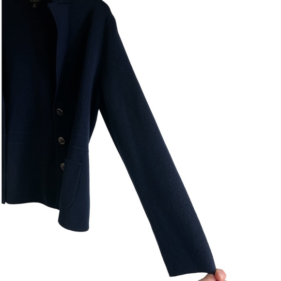 Talbots 100% Merino Wool Collared Sweater Cardigan Blue Patch Pockets Size PM - Picture 5 of 6